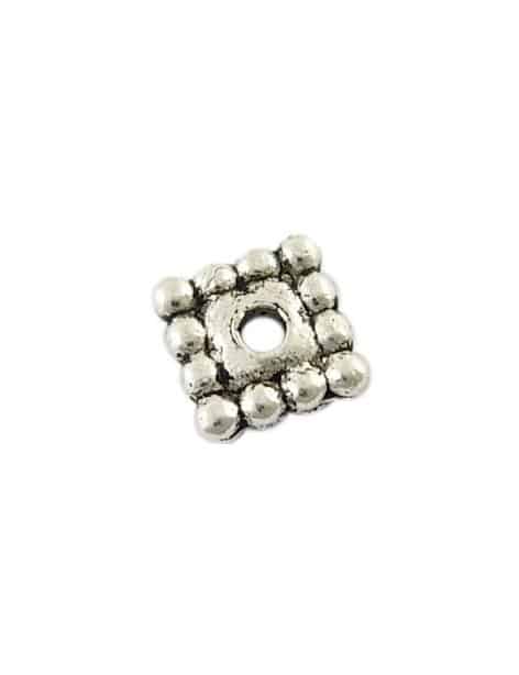 Lot de 100 petites perles carrées de 5mm à picots couleur argent tibétain