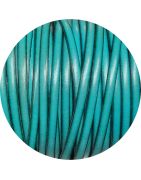 Cuir plat lisse de 5mm turquoise satiné brillant vendu au mètre-Premium