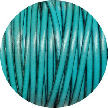 Cuir plat lisse de 5mm turquoise satiné brillant vendu au mètre-Premium