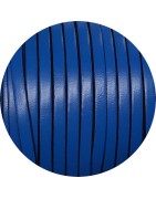 Cordon de cuir plat 5mm nouveau bleu vendu à la coupe au cm