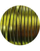 Cordon de cuir plat 5mm pistache métal vendu à la coupe au cm
