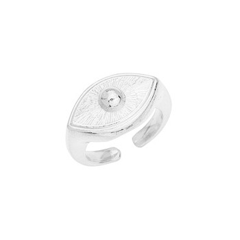 Bague œil en étain plaqué argent 10 microns blanc brillant