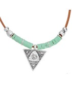 Pendentif triangulaire tribal de 28mm en métal placage argent