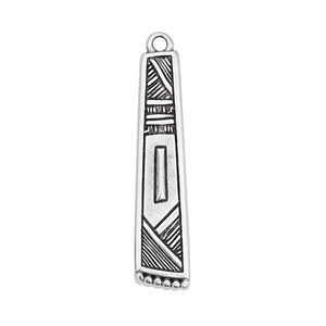 Pendentif rectangle tribal de 37mm en métal placage argent