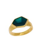 Bague fermée avec émail turquoise en métal couleur or