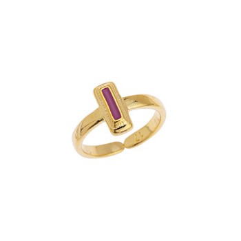 Bague anneau avec émail rose en métal couleur or