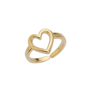 Bague anneau avec un cœur ajouré en étain couleur or