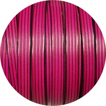 Cuir plat de 10mm fantaisie fuchsia avec 3 rainures en vente au cm