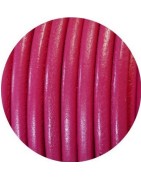 Lacet de cuir rond de 5mm couleur fuchsia-Espagne-Premium