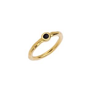 Bague fermée couleur or de 15mm avec rond en émail noir