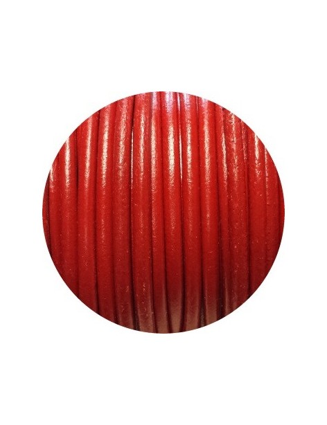 Cuir rond rouge de 4mm fabriqué en Espagne