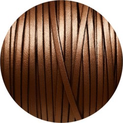 Cordon de cuir plat 3mm de couleur bronze métallique en vente au cm