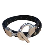 Bracelet double tour en kit avec du cuir noir de 10mm à clous