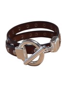 Bracelet double tour en kit avec du cuir cognac de 10mm à clous