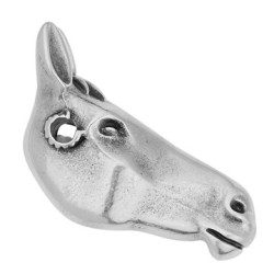 Perle tête de cheval de 37mm en métal placage argent