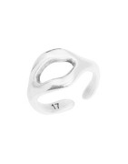 Bague œil en étain plaqué argent 10microns blanc brillant