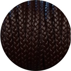 Cordon de cuir plat tresse 5mm marron foncé en vente au cm Cordon de cuir plat tresse 5mm marron foncé en vente au cm