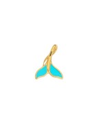 Pendentif queue de poisson émaillée turquoise en métal couleur or