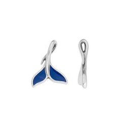 Pendentif queue de poisson émaillée marine en métal placage argent