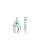 Pendentif pince de homard émaillée blanc œil en métal placage argent