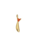 Pendentif poisson émaillée corail en métal couleur or