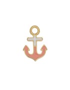 Pendentif ancre émaillée blanc saumon en métal couleur or