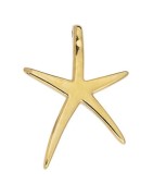 Pendant étoile de mer émaillée saumon nacré en métal couleur or