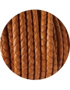 Cordon de cuir rond tressé de 5mm caramel en vente au cm