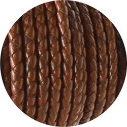 Cordon de cuir rond tressé de 5mm marron en vente au cm Cordon de cuir rond tressé de 5mm marron en vente au cm