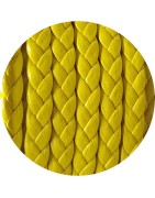 Cordon de cuir plat tresse 5mm jaune-vente au cm
