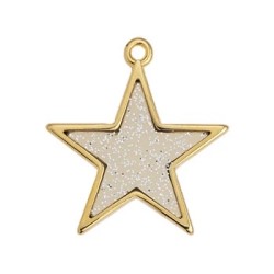Pendant étoile en métal couleur or, émaillée glitter beige Pendant étoile en métal couleur or, émaillée glitter beige