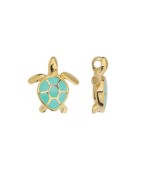 Pendentif tortue émaillée turquoise en métal couleur or