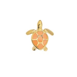 Pendentif tortue émaillée corail en métal couleur or Pendentif tortue émaillée corail en métal couleur or