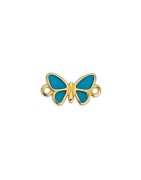 Intercalaire papillon émaillé turquoise de 17mm en métal couleur or