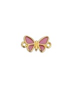 Intercalaire papillon émaillé rose de 17mm en métal couleur or