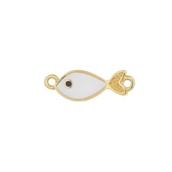 Intercalaire poisson émaillée blanc en métal couleur or