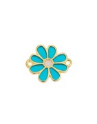 Intercalaire fleur émaillée bleue de 19mm en métal couleur or