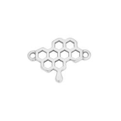 Intercalaire nid d'abeille de 21mm en métal placage argent Intercalaire nid d'abeille de 21mm en métal placage argent
