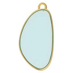 Pendant ovale en métal couleur or, émaillé bleu pastel