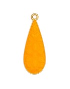 Pendant goutte en métal couleur or, émaillé orange fluo