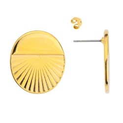 Boucle d'oreille ronde de 24mm et sa fixation couleur or brillant Boucle d'oreille ronde de 24mm et sa fixation couleur or brillant