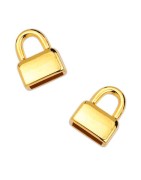 Paire d'embouts a coller en métal couleur or pour cuir plat de 10mm