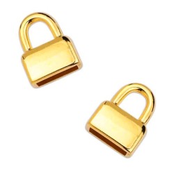 Paire d'embouts a coller en métal couleur or pour cuir plat de 10mm