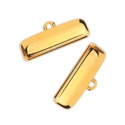 Paire d'embouts a coller en métal couleur or pour cuir plat de 20mm