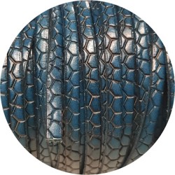 Cuir plat de 5mm fantaisie croco bleu atoll, en vente au cm Cuir plat de 5mm fantaisie croco bleu atoll, en vente au cm
