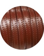 Cuir plat de 10mm marron cognac couture marron vendu au mètre-Premium