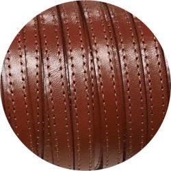Cuir plat de 10mm marron cognac couture marron vendu au mètre-Premium