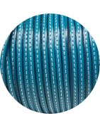 Cuir plat de 5mm turquoise couture blanche en vente au cm-Premium