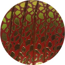 Cuir plat de 5mm fantaisie avec relief rouge et pistache en vente au cm Cuir plat de 5mm fantaisie avec relief rouge et pistache en vente au cm