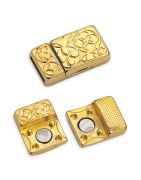 Fermoir magnétique couleur or gravé pour cuir plat de 10mm